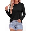 image:imagePRETTYGARDEN Long Sleeve Tshirts Shirts for Women Clothing Fall Fashion 2026 Basic Cotton Tees Casual Blouses Winter TopsBlack