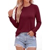 image:imagePRETTYGARDEN Long Sleeve Tshirts Shirts for Women Clothing Fall Fashion 2026 Basic Cotton Tees Casual Blouses Winter TopsBurgundy