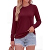 image:imagePRETTYGARDEN Long Sleeve Tshirts Shirts for Women Clothing Fall Fashion 2026 Basic Cotton Tees Casual Blouses Winter TopsBurgundy