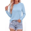 image:imagePRETTYGARDEN Long Sleeve Tshirts Shirts for Women Clothing Fall Fashion 2026 Basic Cotton Tees Casual Blouses Winter TopsLight Blue