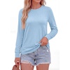 image:imagePRETTYGARDEN Long Sleeve Tshirts Shirts for Women Clothing Fall Fashion 2026 Basic Cotton Tees Casual Blouses Winter TopsLight Blue