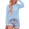 image:imagePRETTYGARDEN Long Sleeve Tshirts Shirts for Women Clothing Fall Fashion 2026 Basic Cotton Tees Casual Blouses Winter TopsLight Blue
