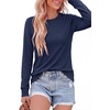 image:imagePRETTYGARDEN Long Sleeve Tshirts Shirts for Women Clothing Fall Fashion 2026 Basic Cotton Tees Casual Blouses Winter TopsNavy Blue