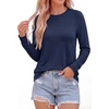 image:imagePRETTYGARDEN Long Sleeve Tshirts Shirts for Women Clothing Fall Fashion 2026 Basic Cotton Tees Casual Blouses Winter TopsNavy Blue