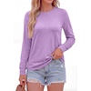 image:imagePRETTYGARDEN Long Sleeve Tshirts Shirts for Women Clothing Fall Fashion 2026 Basic Cotton Tees Casual Blouses Winter TopsPurple