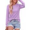 image:imagePRETTYGARDEN Long Sleeve Tshirts Shirts for Women Clothing Fall Fashion 2026 Basic Cotton Tees Casual Blouses Winter TopsPurple