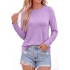 image:imagePRETTYGARDEN Long Sleeve Tshirts Shirts for Women Clothing Fall Fashion 2026 Basic Cotton Tees Casual Blouses Winter TopsPurple