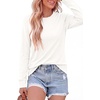 image:imagePRETTYGARDEN Long Sleeve Tshirts Shirts for Women Clothing Fall Fashion 2026 Basic Cotton Tees Casual Blouses Winter TopsWhite