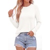 image:imagePRETTYGARDEN Long Sleeve Tshirts Shirts for Women Clothing Fall Fashion 2026 Basic Cotton Tees Casual Blouses Winter TopsWhite