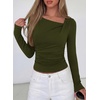 image:imagePRETTYGARDEN Womens 2026 Long Sleeve T Shirts Asymmetrical Y2K Slim Fitted Going Out Trendy Tops Early Fall Fashion ClothingArmy Green