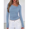 image:imagePRETTYGARDEN Womens 2026 Long Sleeve T Shirts Asymmetrical Y2K Slim Fitted Going Out Trendy Tops Early Fall Fashion ClothingLight Blue