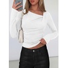image:imagePRETTYGARDEN Womens 2026 Long Sleeve T Shirts Asymmetrical Y2K Slim Fitted Going Out Trendy Tops Early Fall Fashion ClothingWhite