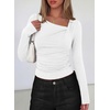 image:imagePRETTYGARDEN Womens 2026 Long Sleeve T Shirts Asymmetrical Y2K Slim Fitted Going Out Trendy Tops Early Fall Fashion ClothingWhite