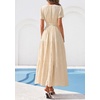 image:imagePRETTYGARDEN Womens Maxi Dress 2026 Floral Summer Spring Embroidered Boho Short Sleeve V Neck A Line Wedding Guest DressesBeige