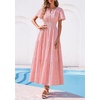 image:imagePRETTYGARDEN Womens Maxi Dress 2026 Floral Summer Spring Embroidered Boho Short Sleeve V Neck A Line Wedding Guest DressesPink
