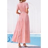 image:imagePRETTYGARDEN Womens Maxi Dress 2026 Floral Summer Spring Embroidered Boho Short Sleeve V Neck A Line Wedding Guest DressesPink