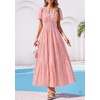 image:imagePRETTYGARDEN Womens Maxi Dress 2026 Floral Summer Spring Embroidered Boho Short Sleeve V Neck A Line Wedding Guest DressesPink