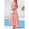 image:imagePRETTYGARDEN Womens Maxi Dress 2026 Floral Summer Spring Embroidered Boho Short Sleeve V Neck A Line Wedding Guest DressesPink