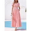 image:imagePRETTYGARDEN Womens Maxi Dress 2026 Floral Summer Spring Embroidered Boho Short Sleeve V Neck A Line Wedding Guest DressesPink