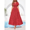 image:imagePRETTYGARDEN Womens Maxi Dress 2026 Floral Summer Spring Embroidered Boho Short Sleeve V Neck A Line Wedding Guest DressesRed