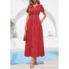 image:imagePRETTYGARDEN Womens Maxi Dress 2026 Floral Summer Spring Embroidered Boho Short Sleeve V Neck A Line Wedding Guest DressesRed