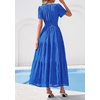 image:imagePRETTYGARDEN Womens Maxi Dress 2026 Floral Summer Spring Embroidered Boho Short Sleeve V Neck A Line Wedding Guest DressesRoyal Blue