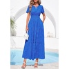 image:imagePRETTYGARDEN Womens Maxi Dress 2026 Floral Summer Spring Embroidered Boho Short Sleeve V Neck A Line Wedding Guest DressesRoyal Blue