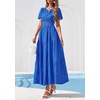 image:imagePRETTYGARDEN Womens Maxi Dress 2026 Floral Summer Spring Embroidered Boho Short Sleeve V Neck A Line Wedding Guest DressesRoyal Blue