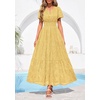 image:imagePRETTYGARDEN Womens Maxi Dress 2026 Floral Summer Spring Embroidered Boho Short Sleeve V Neck A Line Wedding Guest DressesYellow