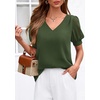 image:imagePRETTYGARDEN Womens Tops Dressy Casual Puff Sleeve Chiffon Blouses V Neck Business Work Shirts 2026 Summer Fashion ClothingArmy Green