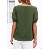 image:imagePRETTYGARDEN Womens Tops Dressy Casual Puff Sleeve Chiffon Blouses V Neck Business Work Shirts 2026 Summer Fashion ClothingArmy Green