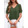 image:imagePRETTYGARDEN Womens Tops Dressy Casual Puff Sleeve Chiffon Blouses V Neck Business Work Shirts 2026 Summer Fashion ClothingArmy Green