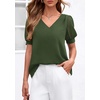 image:imagePRETTYGARDEN Womens Tops Dressy Casual Puff Sleeve Chiffon Blouses V Neck Business Work Shirts 2026 Summer Fashion ClothingArmy Green