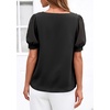 image:imagePRETTYGARDEN Womens Tops Dressy Casual Puff Sleeve Chiffon Blouses V Neck Business Work Shirts 2026 Summer Fashion ClothingBlack