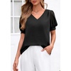 image:imagePRETTYGARDEN Womens Tops Dressy Casual Puff Sleeve Chiffon Blouses V Neck Business Work Shirts 2026 Summer Fashion ClothingBlack