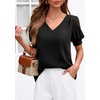 image:imagePRETTYGARDEN Womens Tops Dressy Casual Puff Sleeve Chiffon Blouses V Neck Business Work Shirts 2026 Summer Fashion ClothingBlack