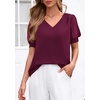 image:imagePRETTYGARDEN Womens Tops Dressy Casual Puff Sleeve Chiffon Blouses V Neck Business Work Shirts 2026 Summer Fashion ClothingBurgundy