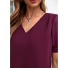 image:imagePRETTYGARDEN Womens Tops Dressy Casual Puff Sleeve Chiffon Blouses V Neck Business Work Shirts 2026 Summer Fashion ClothingBurgundy