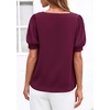 image:imagePRETTYGARDEN Womens Tops Dressy Casual Puff Sleeve Chiffon Blouses V Neck Business Work Shirts 2026 Summer Fashion ClothingBurgundy