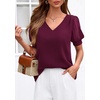 image:imagePRETTYGARDEN Womens Tops Dressy Casual Puff Sleeve Chiffon Blouses V Neck Business Work Shirts 2026 Summer Fashion ClothingBurgundy