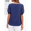image:imagePRETTYGARDEN Womens Tops Dressy Casual Puff Sleeve Chiffon Blouses V Neck Business Work Shirts 2026 Summer Fashion ClothingDark Blue