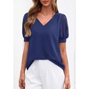 image:imagePRETTYGARDEN Womens Tops Dressy Casual Puff Sleeve Chiffon Blouses V Neck Business Work Shirts 2026 Summer Fashion ClothingDark Blue