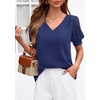 image:imagePRETTYGARDEN Womens Tops Dressy Casual Puff Sleeve Chiffon Blouses V Neck Business Work Shirts 2026 Summer Fashion ClothingDark Blue