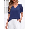 image:imagePRETTYGARDEN Womens Tops Dressy Casual Puff Sleeve Chiffon Blouses V Neck Business Work Shirts 2026 Summer Fashion ClothingDark Blue