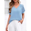 image:imagePRETTYGARDEN Womens Tops Dressy Casual Puff Sleeve Chiffon Blouses V Neck Business Work Shirts 2026 Summer Fashion ClothingLight Blue