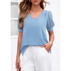 image:imagePRETTYGARDEN Womens Tops Dressy Casual Puff Sleeve Chiffon Blouses V Neck Business Work Shirts 2026 Summer Fashion ClothingLight Blue