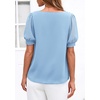 image:imagePRETTYGARDEN Womens Tops Dressy Casual Puff Sleeve Chiffon Blouses V Neck Business Work Shirts 2026 Summer Fashion ClothingLight Blue