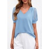 image:imagePRETTYGARDEN Womens Tops Dressy Casual Puff Sleeve Chiffon Blouses V Neck Business Work Shirts 2026 Summer Fashion ClothingLight Blue