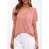 image:imagePRETTYGARDEN Womens Tops Dressy Casual Puff Sleeve Chiffon Blouses V Neck Business Work Shirts 2026 Summer Fashion ClothingPink
