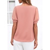 image:imagePRETTYGARDEN Womens Tops Dressy Casual Puff Sleeve Chiffon Blouses V Neck Business Work Shirts 2026 Summer Fashion ClothingPink